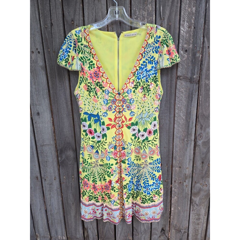 Alice + Olivia Yellow Floral Midi Dress